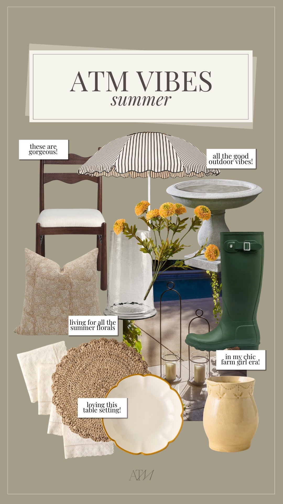 ATM Vibes - Summer!

summer, summer home, summer vibes, outdoor living, patio, summer hosting

#LTKHome #LTKSummerEdit #LTKSeasonal