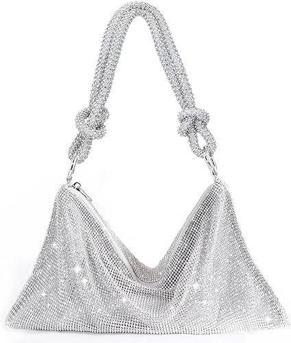 TOPALL Rhinestone Purse Sparkly Bag Silver Diamond Purses for Women 2022 Upgrade Evening Prom Rhi... | Amazon (US)