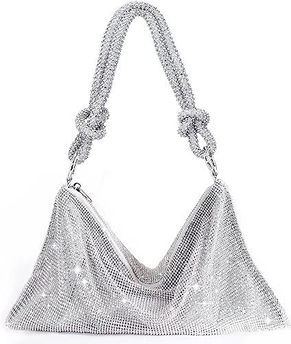 TOPALL Rhinestone Purse Sparkly Bag Silver Diamond Purses for Women 2022 Upgrade Evening Prom Rhi... | Amazon (US)