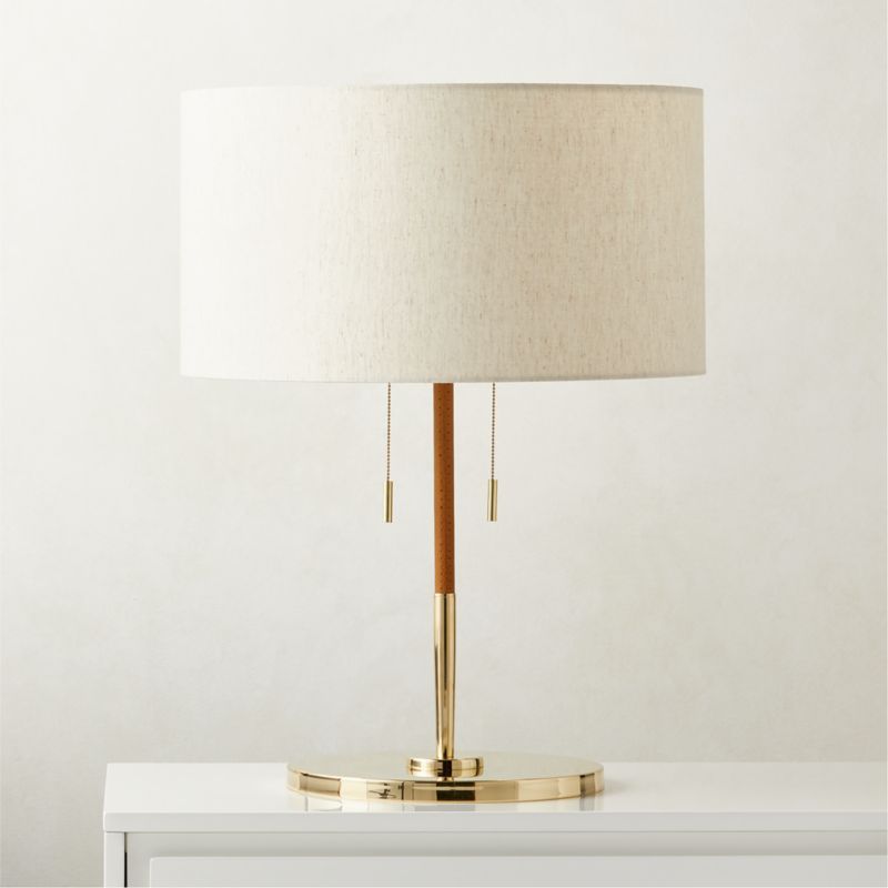 Prix Leather and Polished Brass Modern Table Lamp | CB2 | CB2