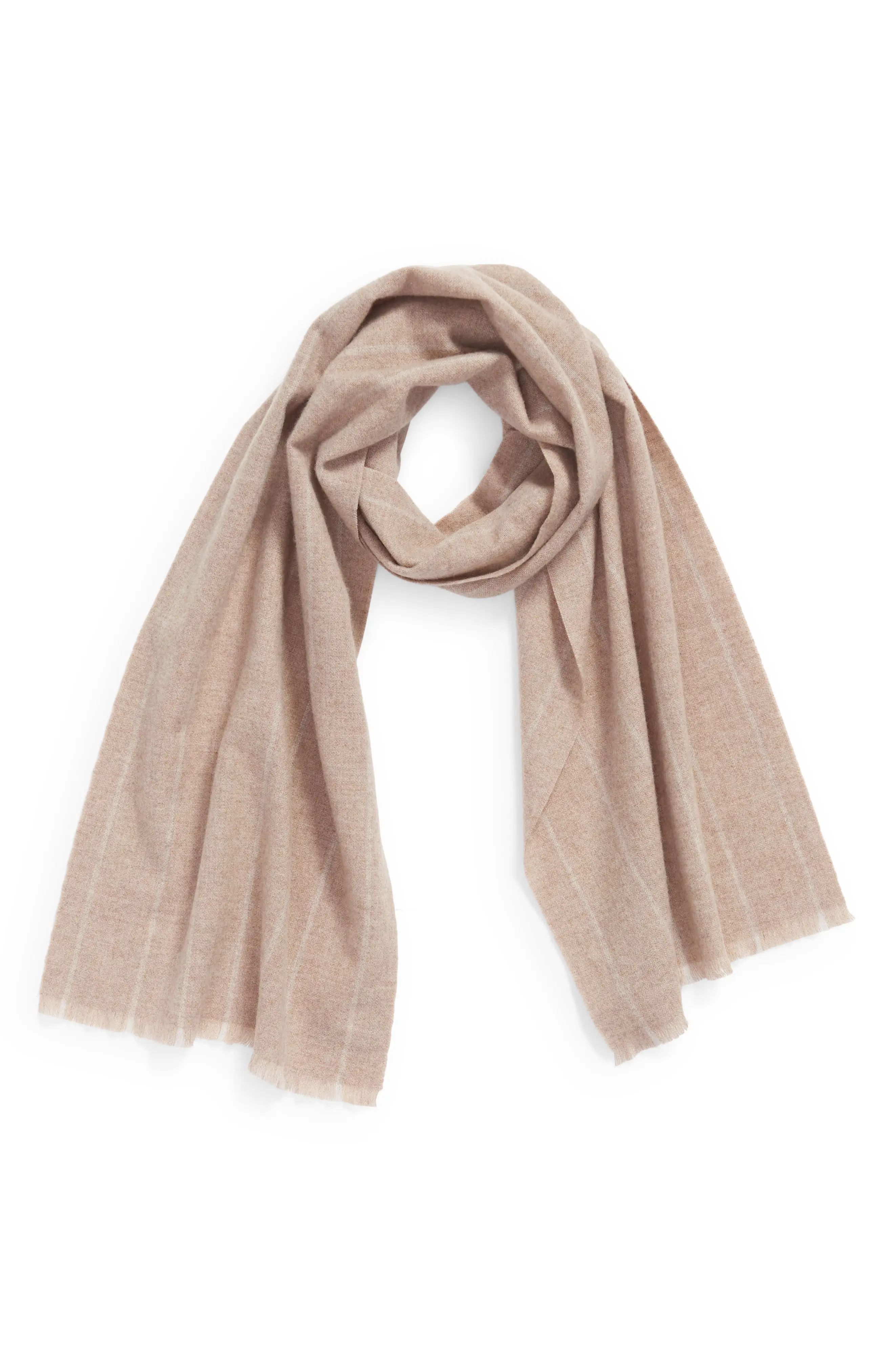 Nordstrom Yarn Dyed Wool & Cashmere Scarf in Tan Combo at Nordstrom | Nordstrom