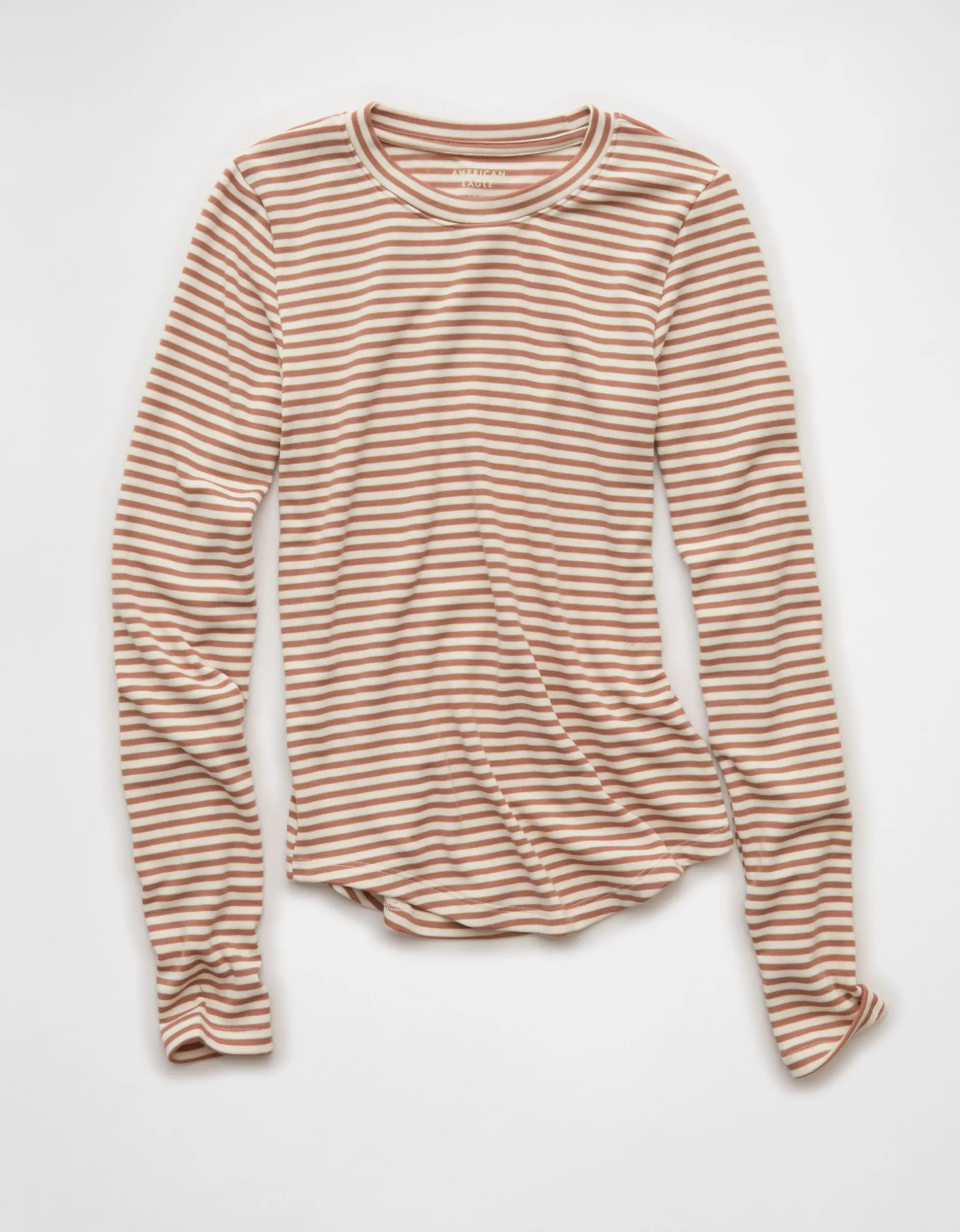 AE Long Sleeve Cozy Crew Neck T-Shirt | American Eagle Outfitters (US & CA)
