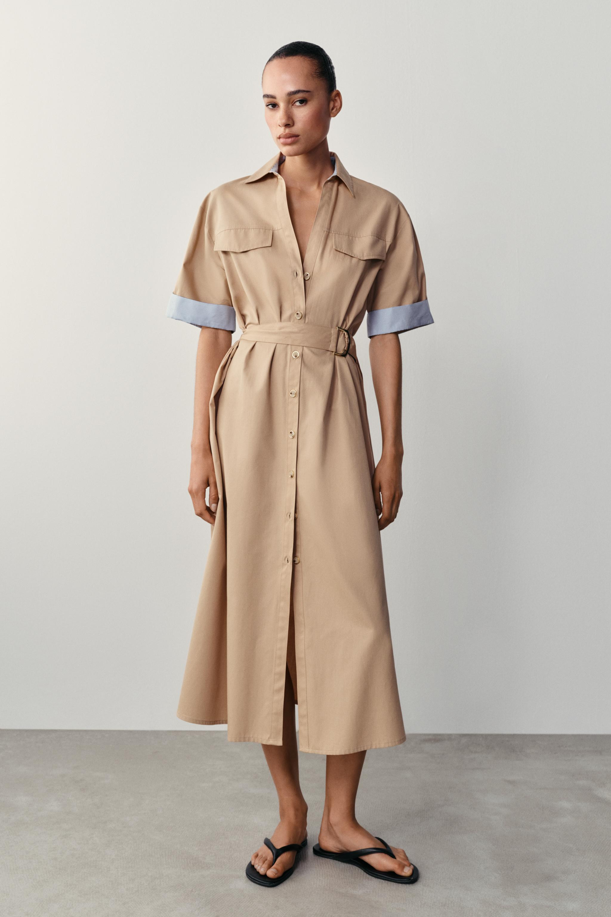 BELTED MIDI SHIRT DRESS | Zara US
