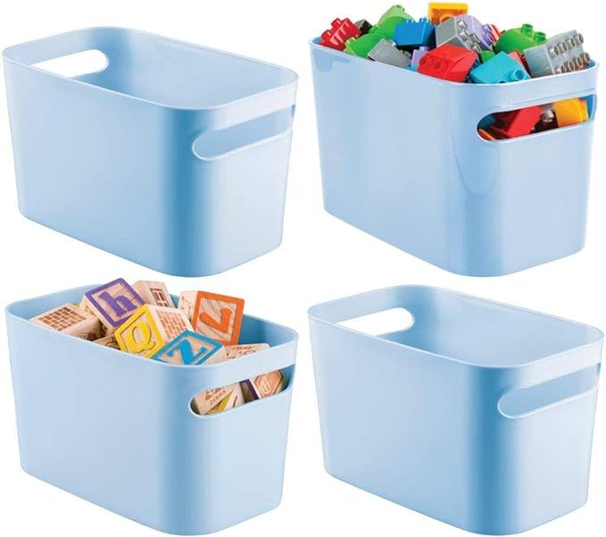 mDesign Plastic Toy Box Storage Organizer Tote Bin with Handles for Child/Kids Bedroom, Toy Room,... | Amazon (US)