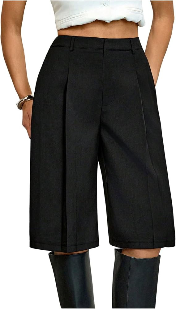 GORGLITTER Women's Dressy Bermuda Shorts Pleated Wide Leg Dress Shorts | Amazon (US)