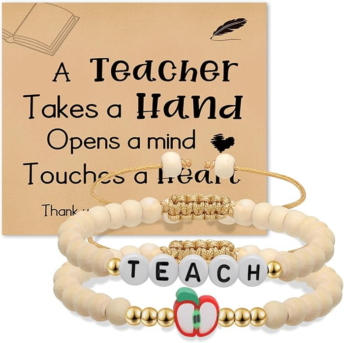 Artlunar Teacher Gifts -2Pcs Apple Bee Bracelets,Teacher Appreciation Gift for Women,Thank You Te... | Amazon (US)