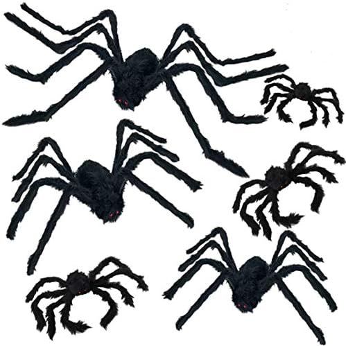 Halloween Spider Decorations, 6 PCS Scary Giant Spiders Set, Realistic Red Eyes and Bendable Legs... | Amazon (US)