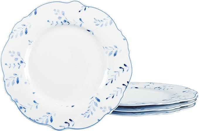 fanquare 8" Dessert Plates, Porcelain Kitchen Plates Set, White Ceramic Salad Plates, Small Dinne... | Amazon (US)