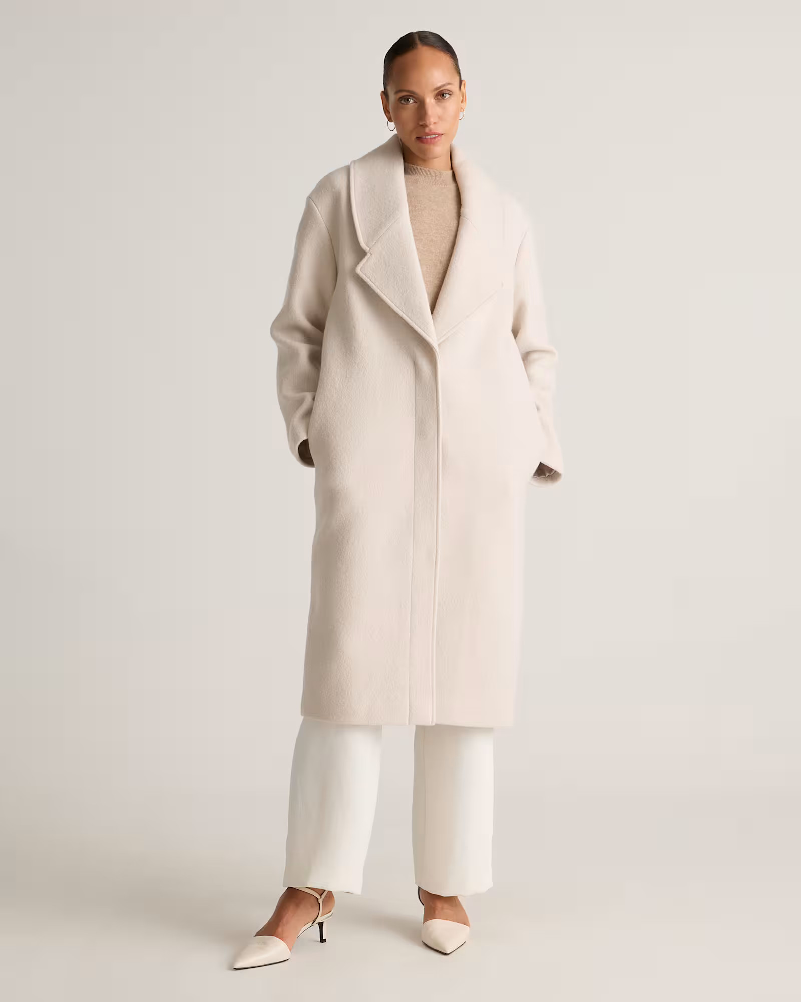 100% Merino Wool Shawl Collar Long Coat | Quince