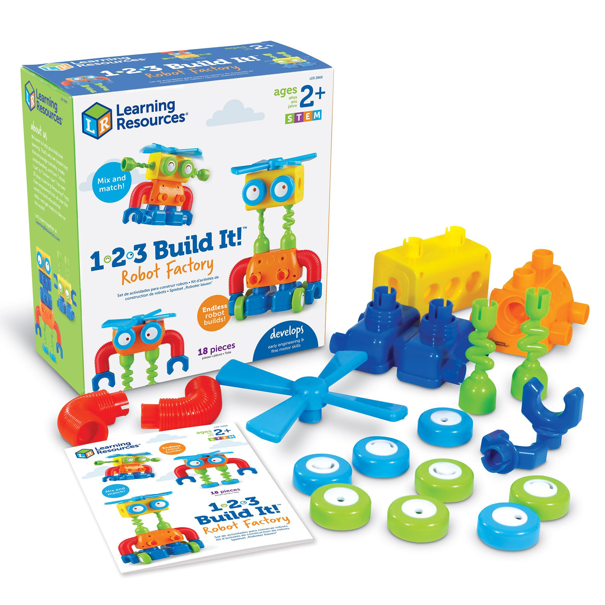 Learning Resources 1-2-3 Build It! Robot Factory, Fine Motor Toy, Robot Building Set for Unisex C... | Amazon (US)