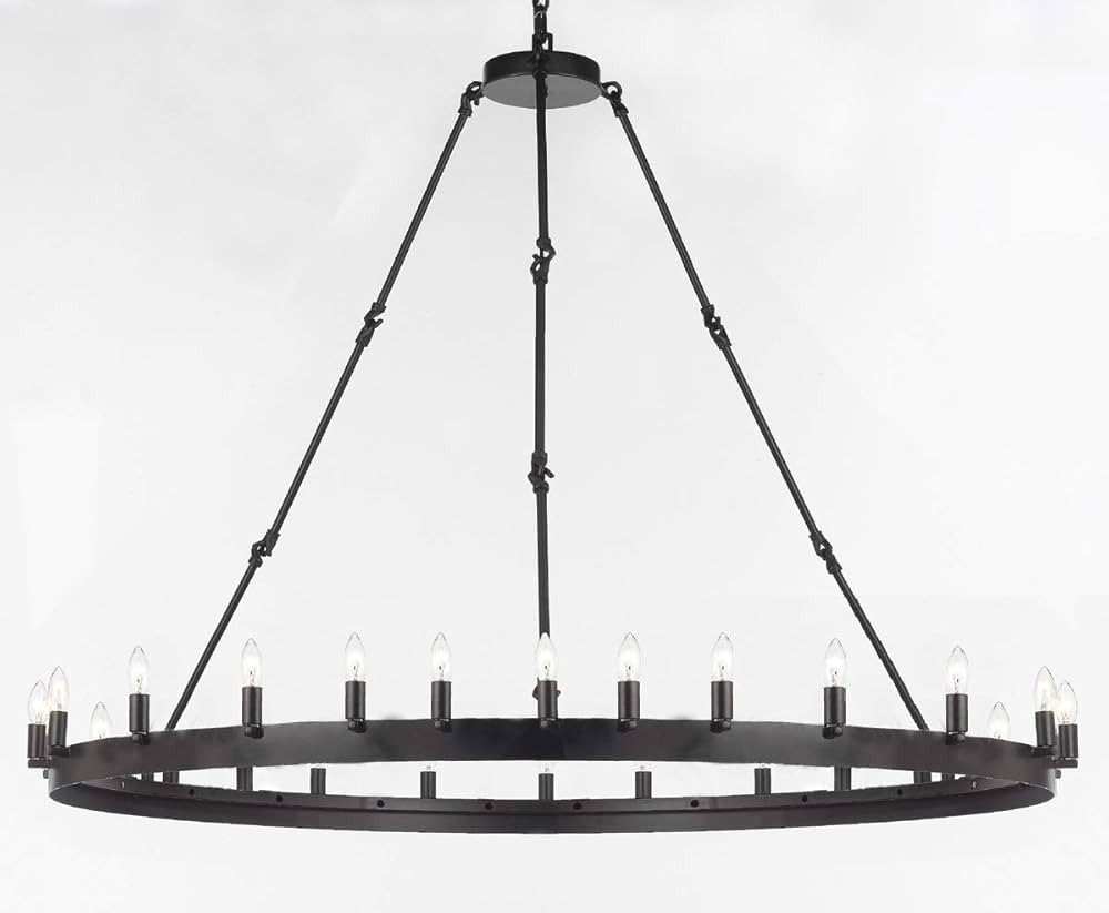 Wrought Iron Vintage Barn Metal Castile One Tier Chandelier Chandeliers Industrial Loft Rustic Li... | Amazon (US)