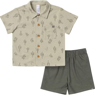 Modern Moments™ by Gerber Toddler Boys' 2-Piece Resort Shirt and Shorts Set, Green, 18 Months | Target
