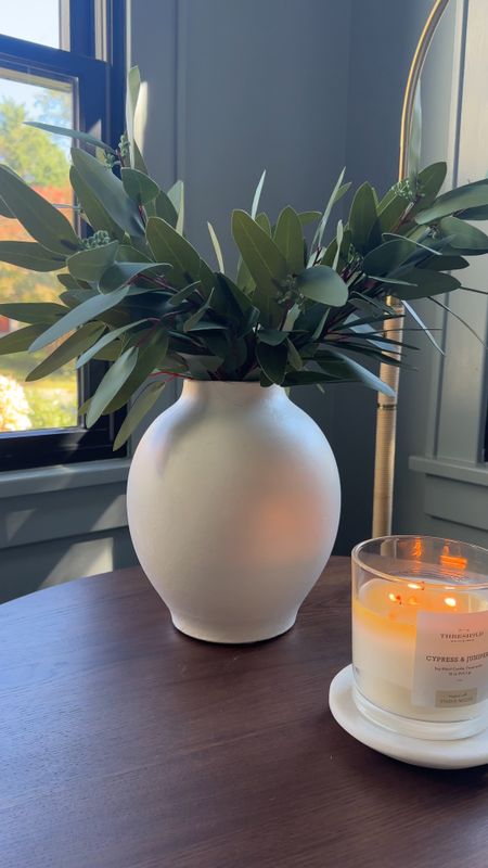 This is my absolute favorite Christmas scented candle. It smells like a fresh Christmas tree! Grab these for eucalyptus stems for less than $25 on Amazon and I love this pottery barn Look for less vase. 

#LTKsalealert #LTKHoliday #LTKhome