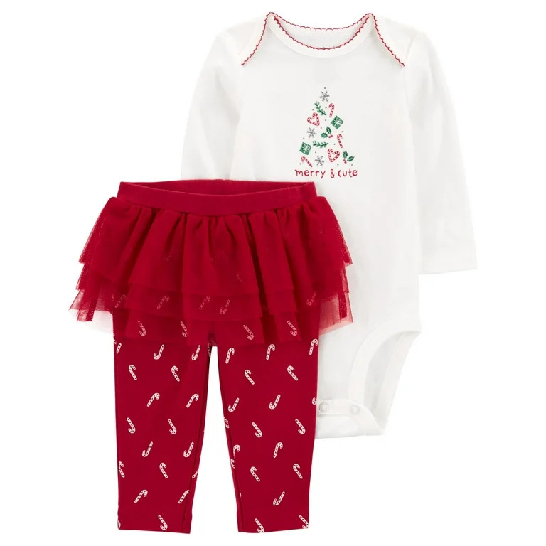 Carter's Child of Mine Baby Girl Holiday Outfit Set, 2-Piece, Sizes Newborn-12 Months | Walmart (US)