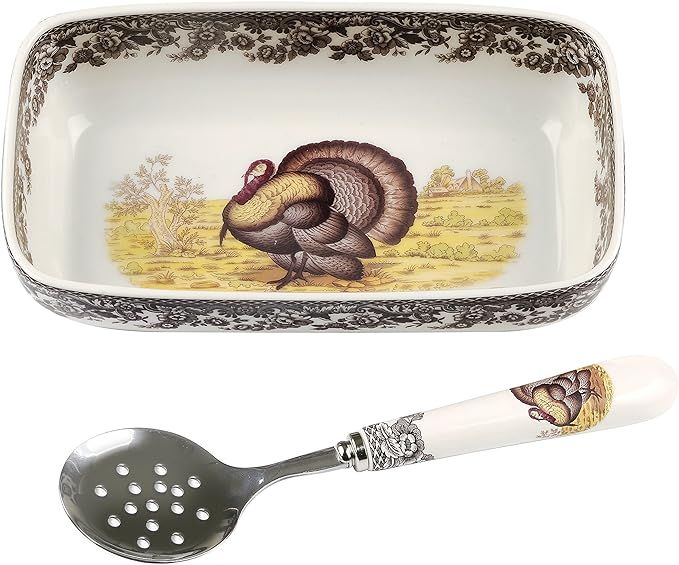 Spode Woodland Turkey Cranberry Dish with Slotted Spoon | Amazon (US)