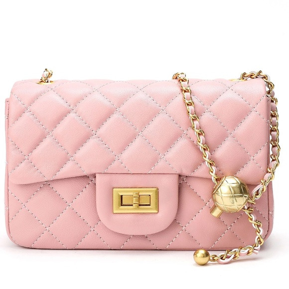 Tiffany & Fred Paris Quilted Sheepskin Leather Shoulder Crossbody Bag - Pink | Poshmark