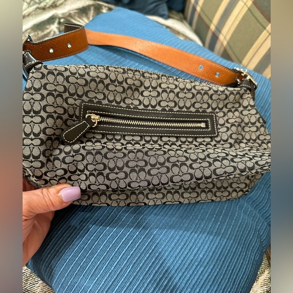 Excellent vintage coach Shoulder purse. Black & Grey canvas w/metal hardware | Poshmark