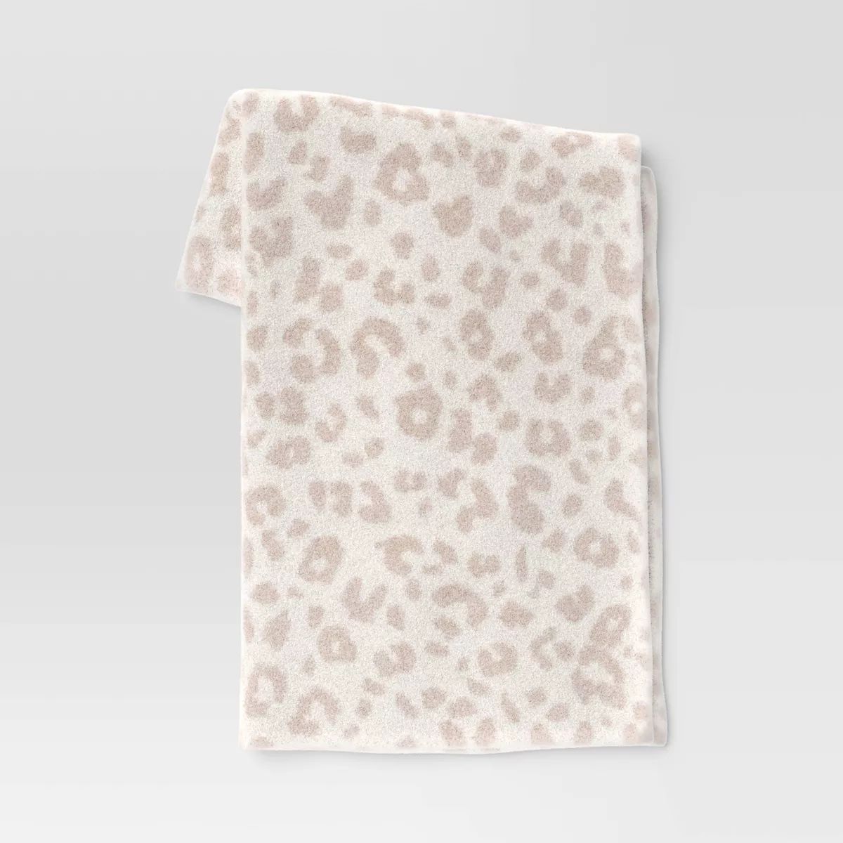 Cozy Feathery Knit Cheetah Throw Blanket Beige - Threshold™: Sensory Friendly, Jacquard Weave, ... | Target