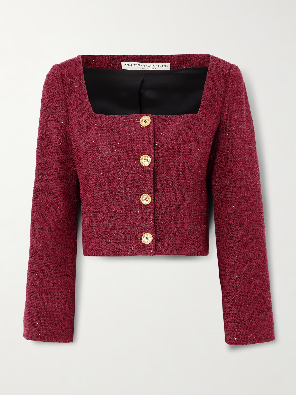 Alessandra Rich - Cropped Sequin-embellished Tweed Jacket - Red - IT46 | NET-A-PORTER APAC