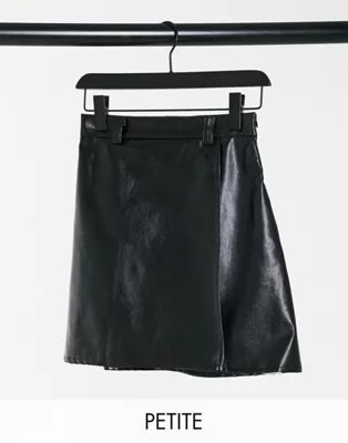 NaaNaa Petite high waisted faux leather skirt in black | ASOS (Global)