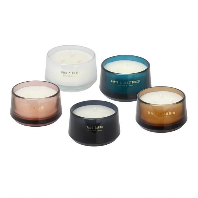 Wide 3 Wick Glass Scented Candle | World Market