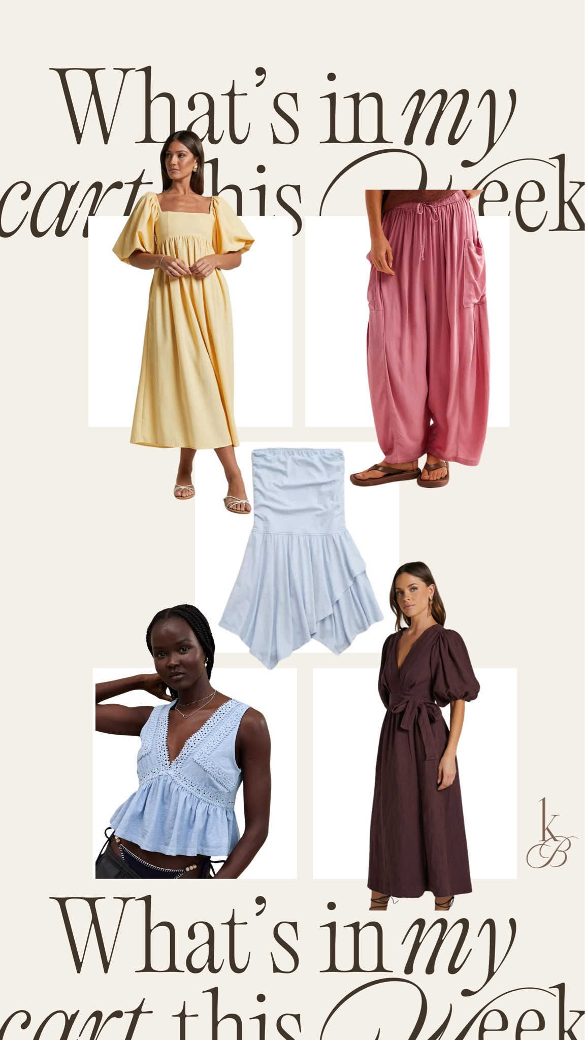 What’s in my cart this week🩵 the pants are from free people on the top right and they have so many colors- they are only $50 %
#inmycart #summer 