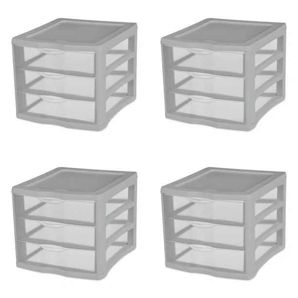 Sterilite 3 Drawer Unit Silver Tint Case of 4 | Walmart (US)