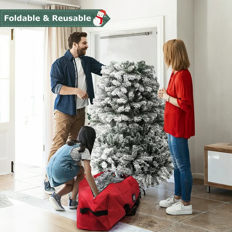 VAVSEA 7FT Artificial Christmas Tree, Pre-Lit Snow Flocked Xmas Tree with Storage Bag, 300 Warm W... | Walmart (US)