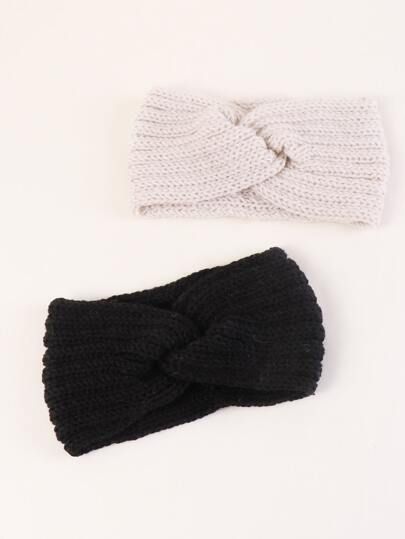 2pcs Plain Knitted Headband | SHEIN