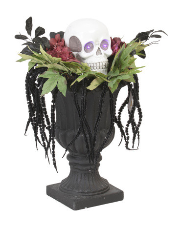 30in Led Outdoor Safe Skull Floral Porch Pot | TJ Maxx
