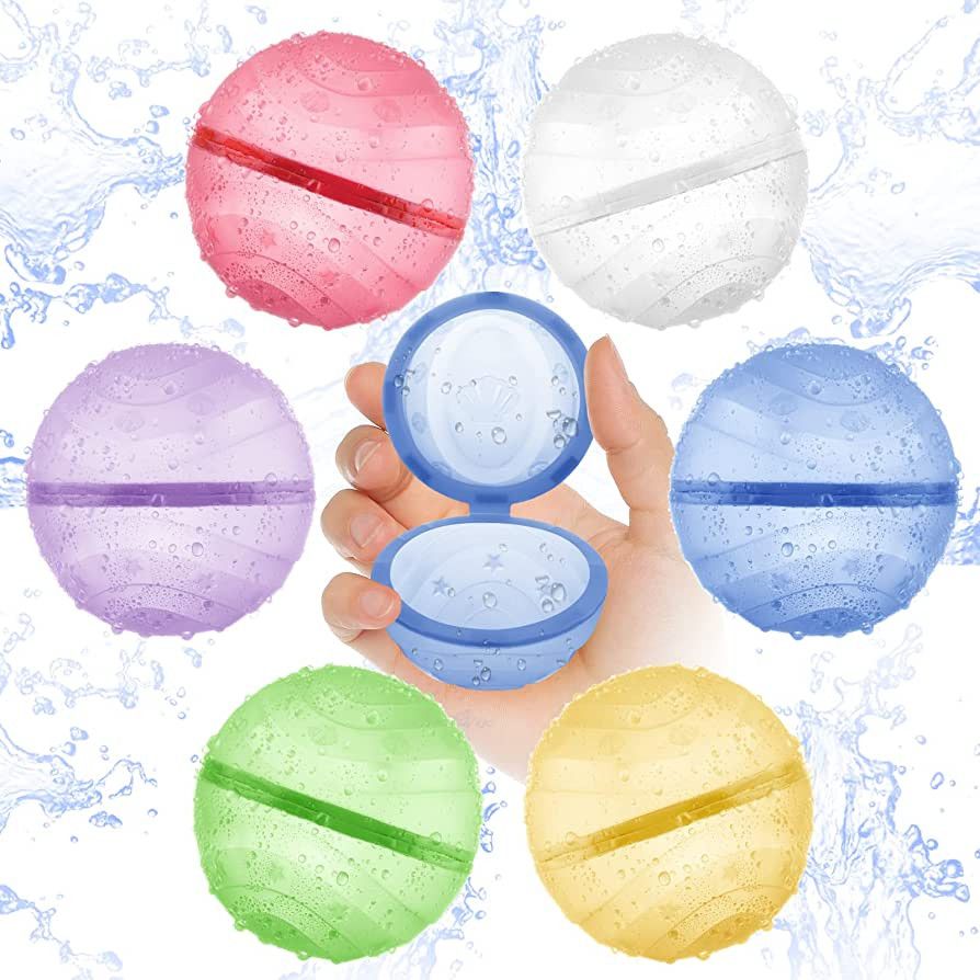 Reusable Water Balloons for Kids， Easy Quick Fill Magnetic Silicone Reusable Water Balls Summer... | Amazon (US)