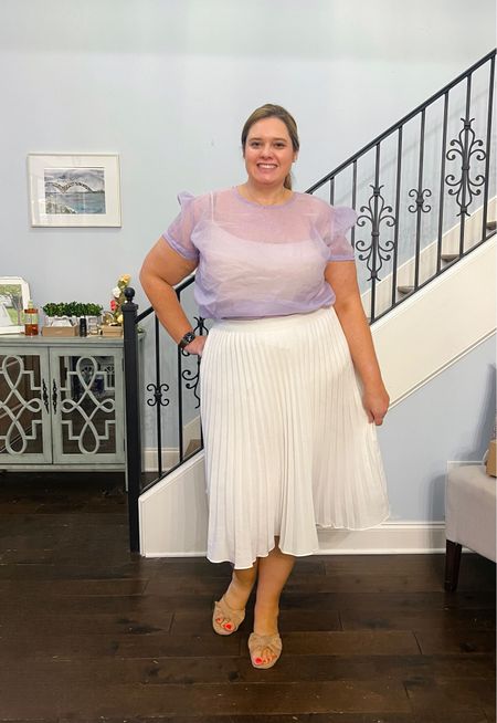 A pretty look to kick off spring 🌸 My skirt comes in over 20 colors, I am wearing an xxl 

#LTKplussize #LTKworkwear #LTKstyletip