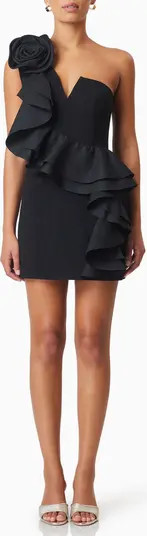 Halona Floral Detail One-Shoulder Cocktail Minidress | Nordstrom