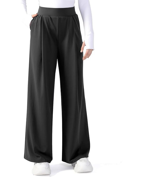 Womens Wide Leg Yoga Dress Pants Buttery Soft High Waist Casual Pants Pull On Work Trousers | Amazon (US)