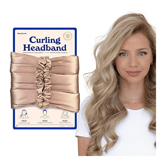 RobeCurls Satin Heatless Hair Curler Set — The Original Curling Headband — Heatless Curling Rod Headband Hair Accessories For Women — Includes 2 Scrunchies (Cream) | Amazon (US)