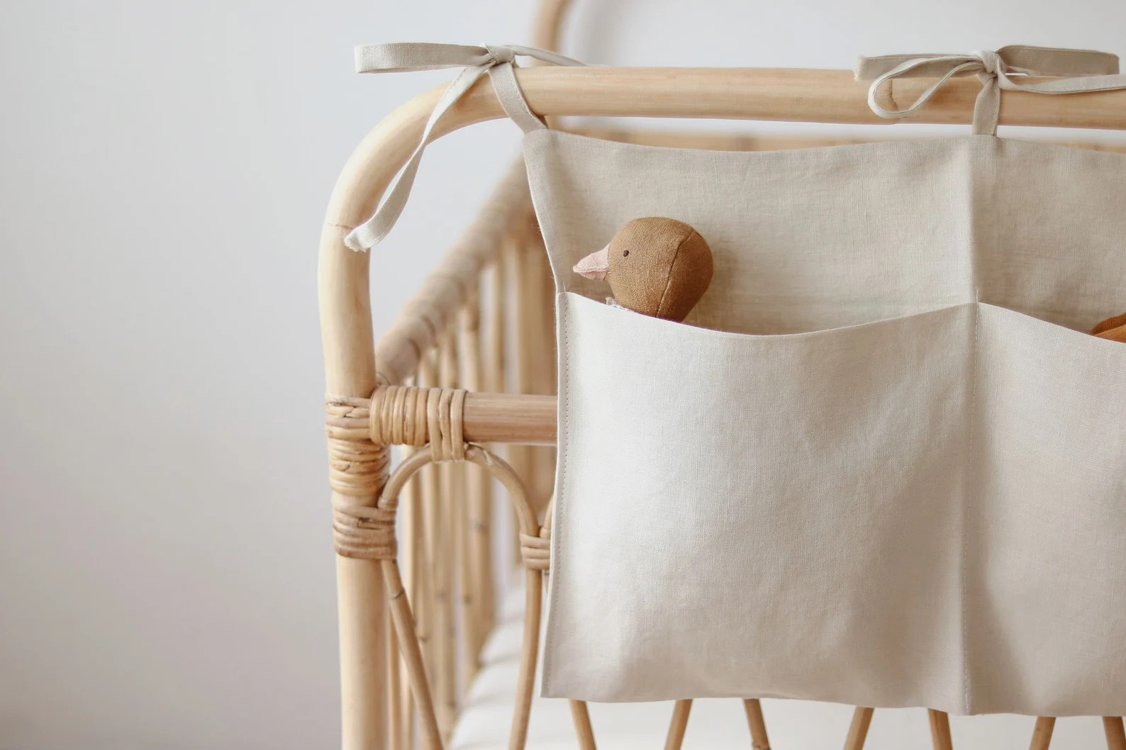 Nursery Crib Organizer in Beige Baby Pocket Organizer Linen - Etsy | Etsy (US)