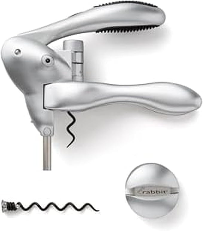 Rabbit Original Lever Corkscrew Wine Opener with Foil Cutter and Extra Spiral (Silver) | Amazon (US)