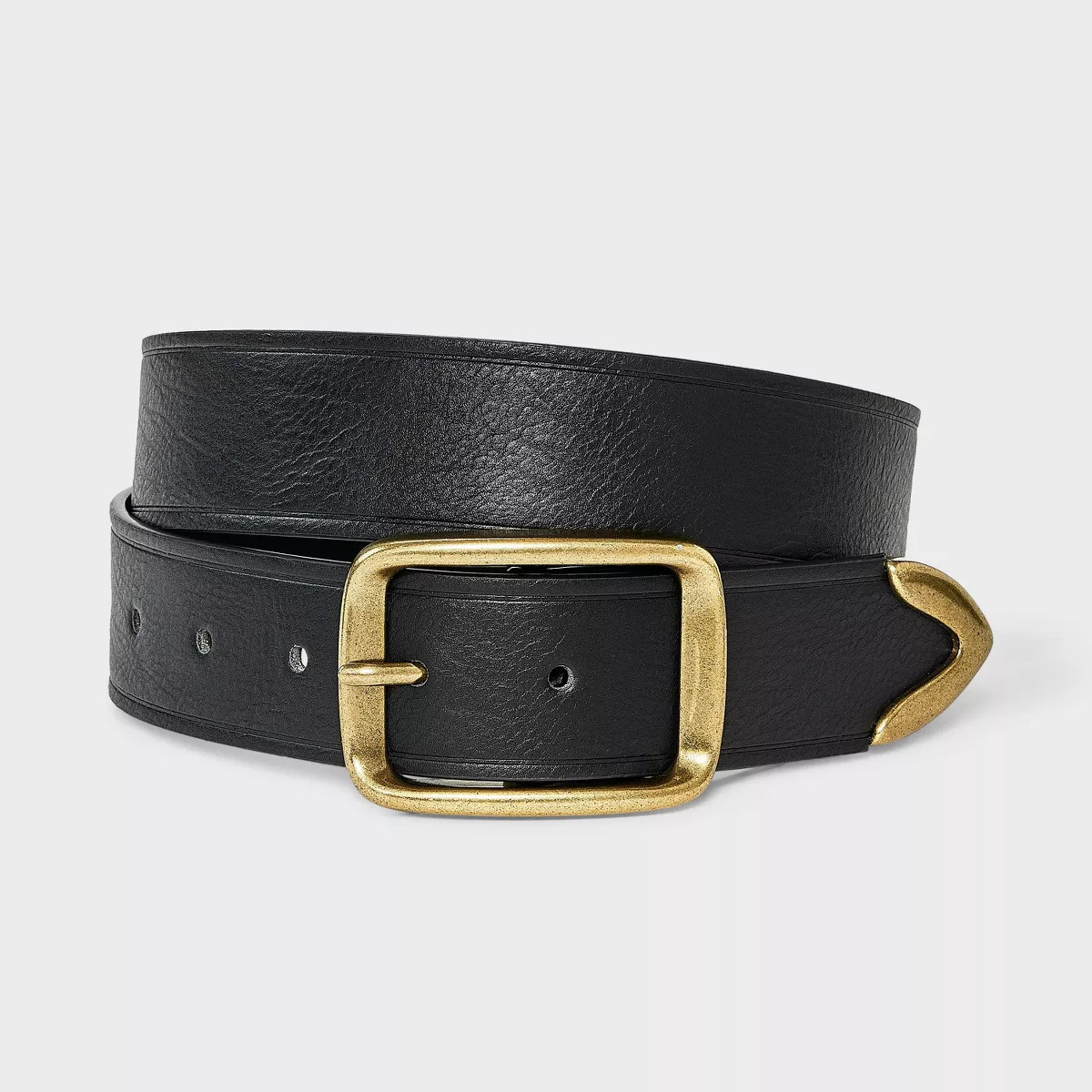 Beveled Buckle with Metal Tip Belt - Universal Thread™ Black | Target