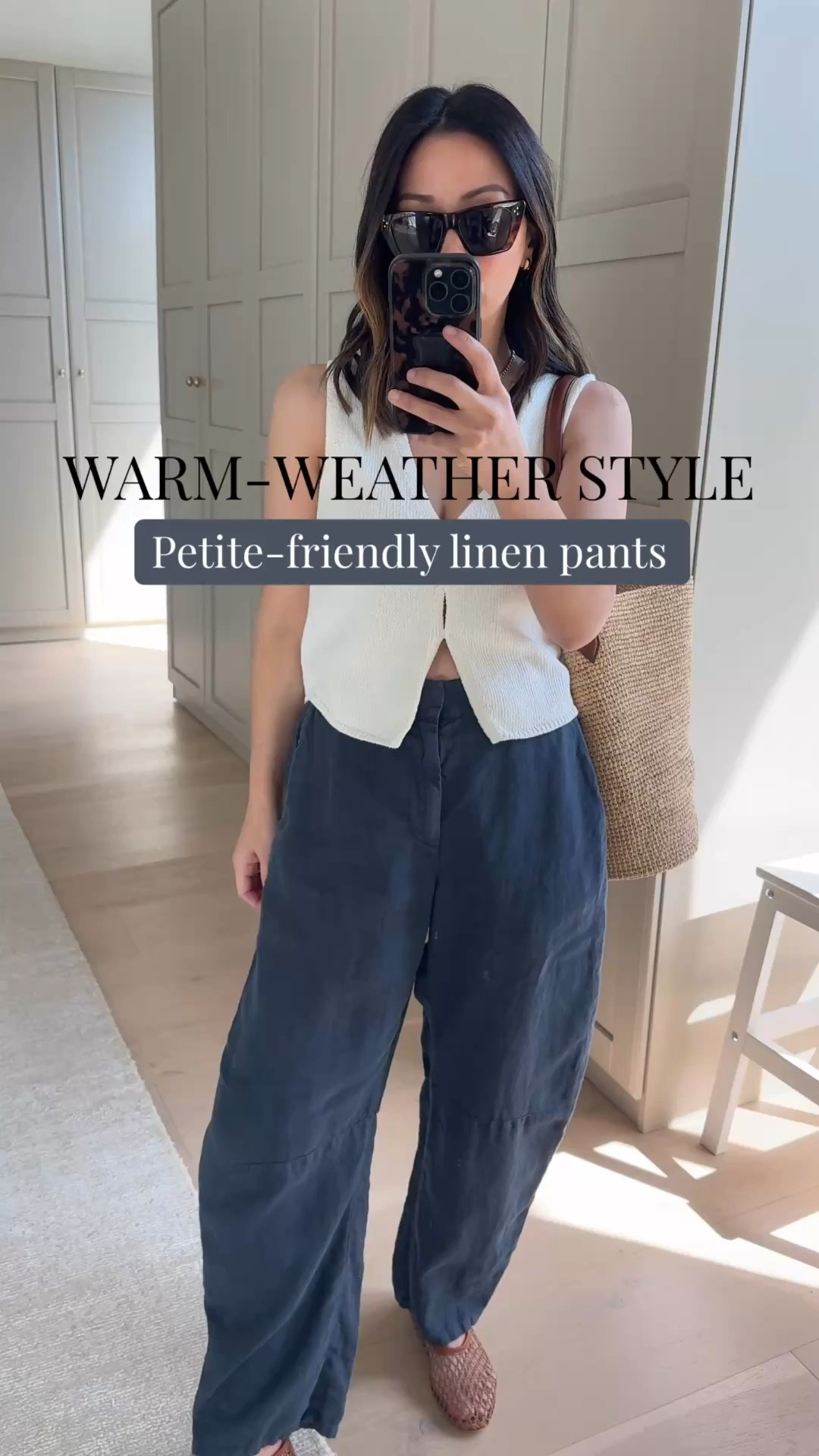 Elevated warm-weather outfit idea. 

Aritzia knit tank small
Velvet linen pants xs - petite-friendly!
Staud netted flats 35
J.crew bucket bag
Celine sunglasses 
Dorsey James necklace 15”
Quince earrings 

Petite style, spring outfits 2026, bring break outfit

#LTKPetite #LTKmomlife #LTKootd