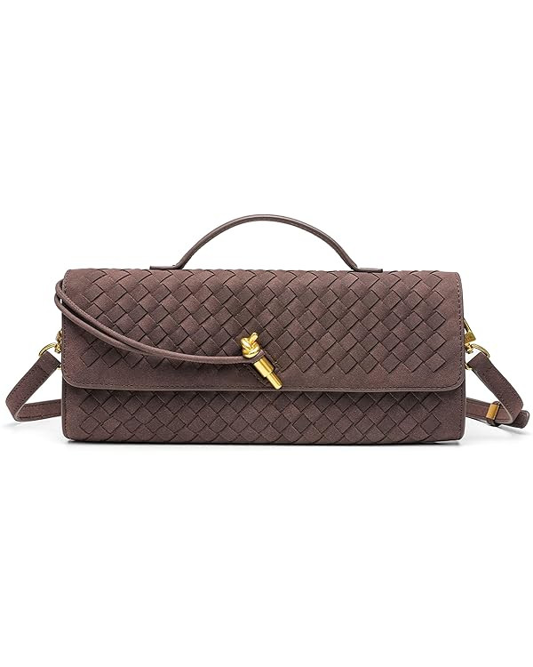 Suede Woven Clutch Purse for Women Designer Hand-woven Crossbody Bag Trendy Evening Handbag Shoul... | Amazon (US)