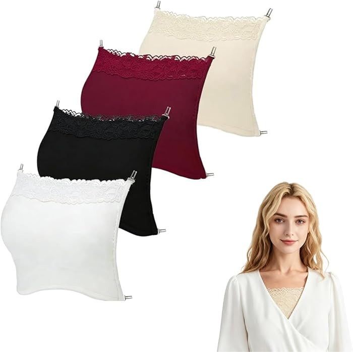 4Pcs Lady Cleavage Cover Modesty Panel Hook to Bra Insert Mock Camisole Sets Overlay Cleavage Mod... | Amazon (US)