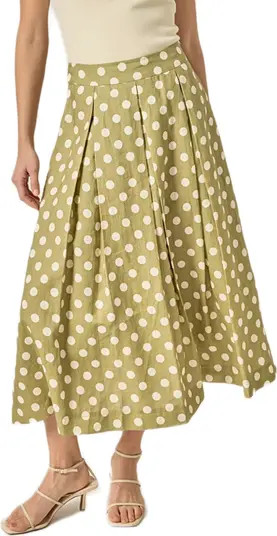 English Factory Polka Dot A-Line Linen Skirt | Nordstrom | Nordstrom