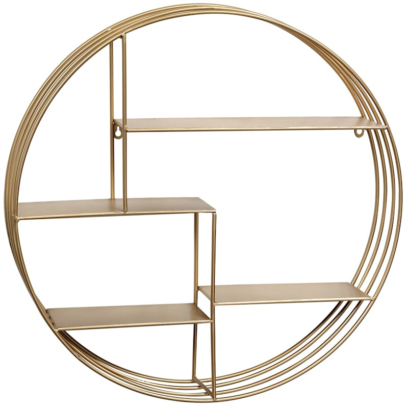 Gold Metal Round Wall Shelf, 24" | At Home