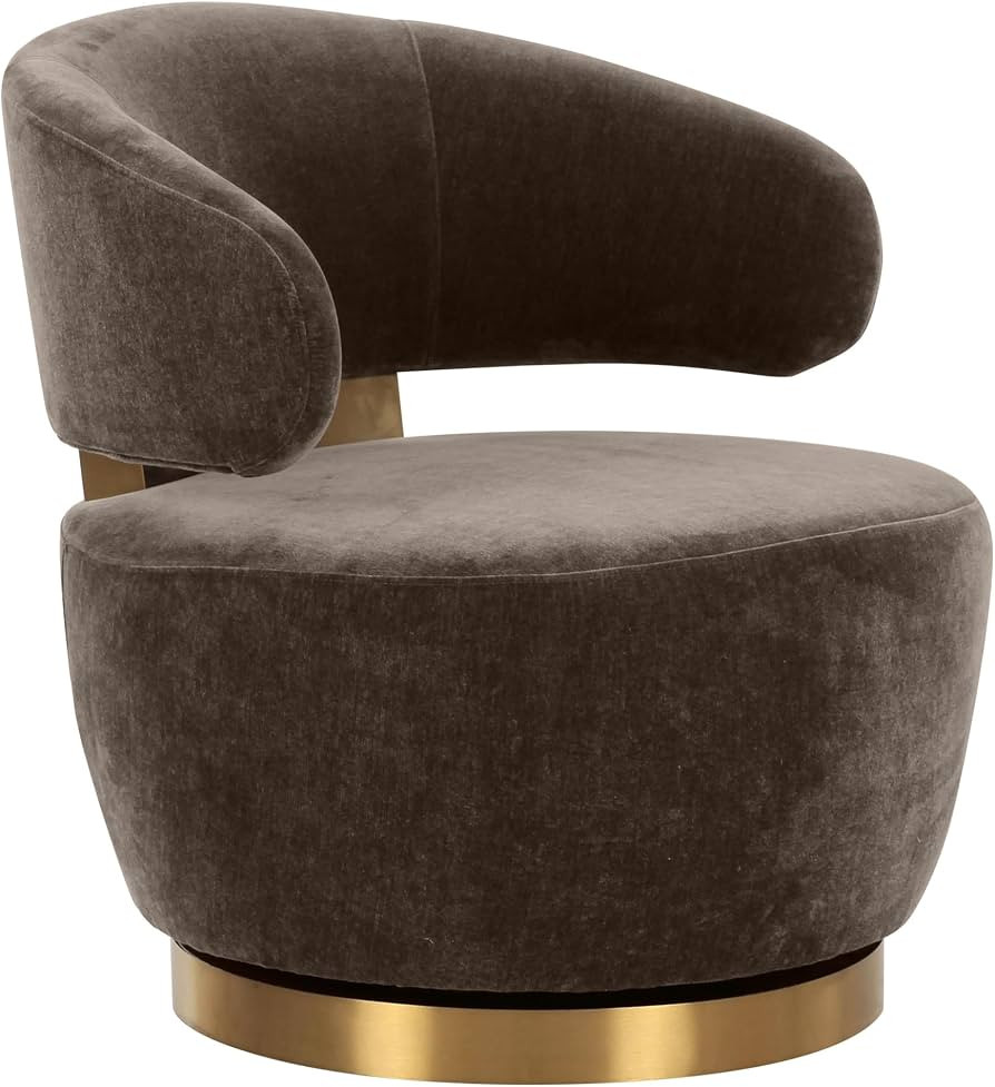 Tov Furniture Austin Chocolate Brown Recycled Fabric Swivel Chair | Amazon (US)