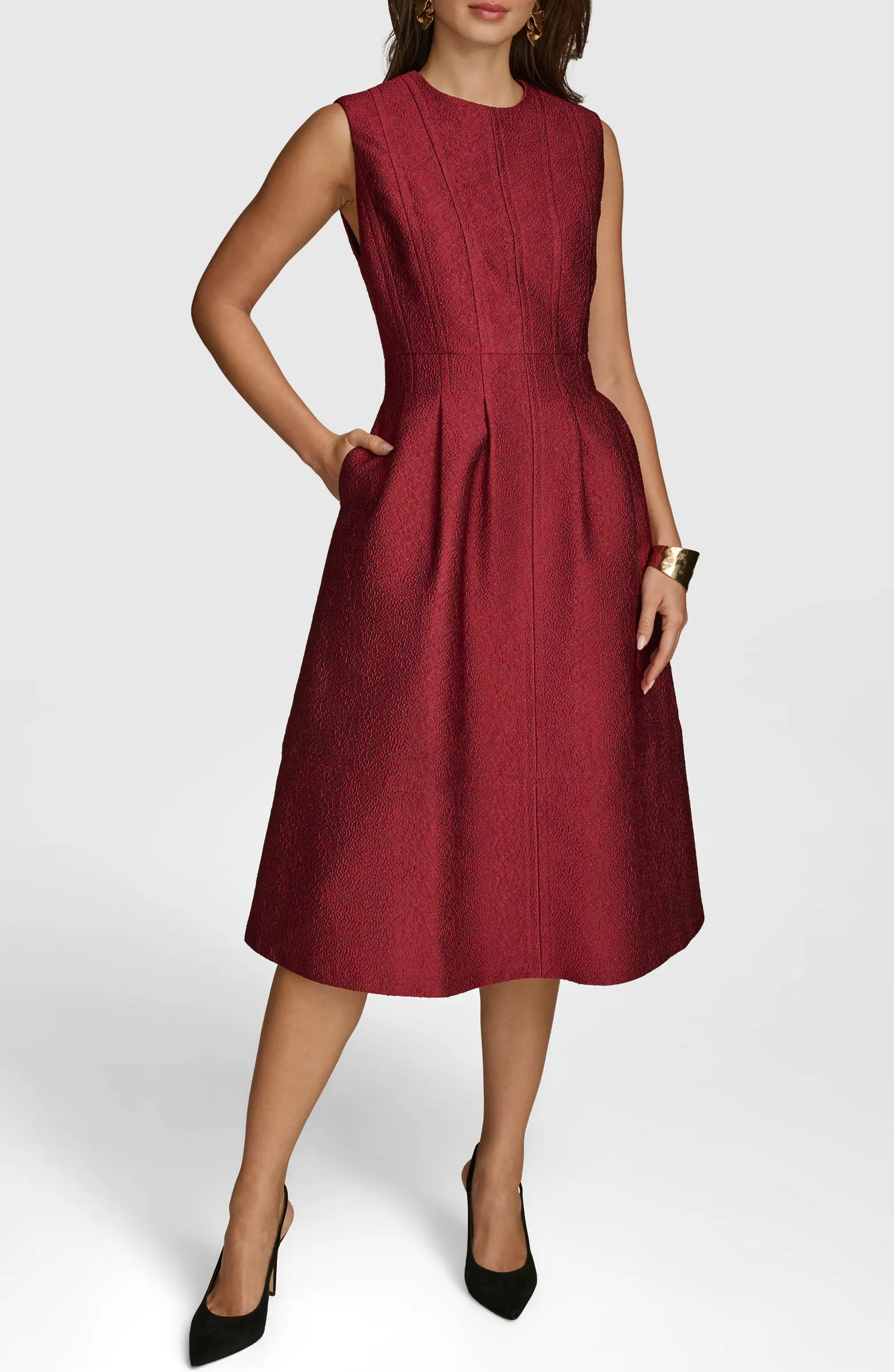 Donna Karan New York Jacquard Midi Fit & Flare Dress | Nordstrom | Nordstrom