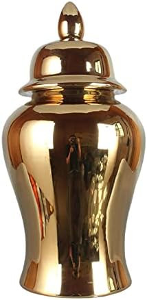 Gralara Decorative Ceramic Ginger Jar Traditional Golden Smooth Jar Porcelain Temple Jar Tea Stor... | Amazon (US)