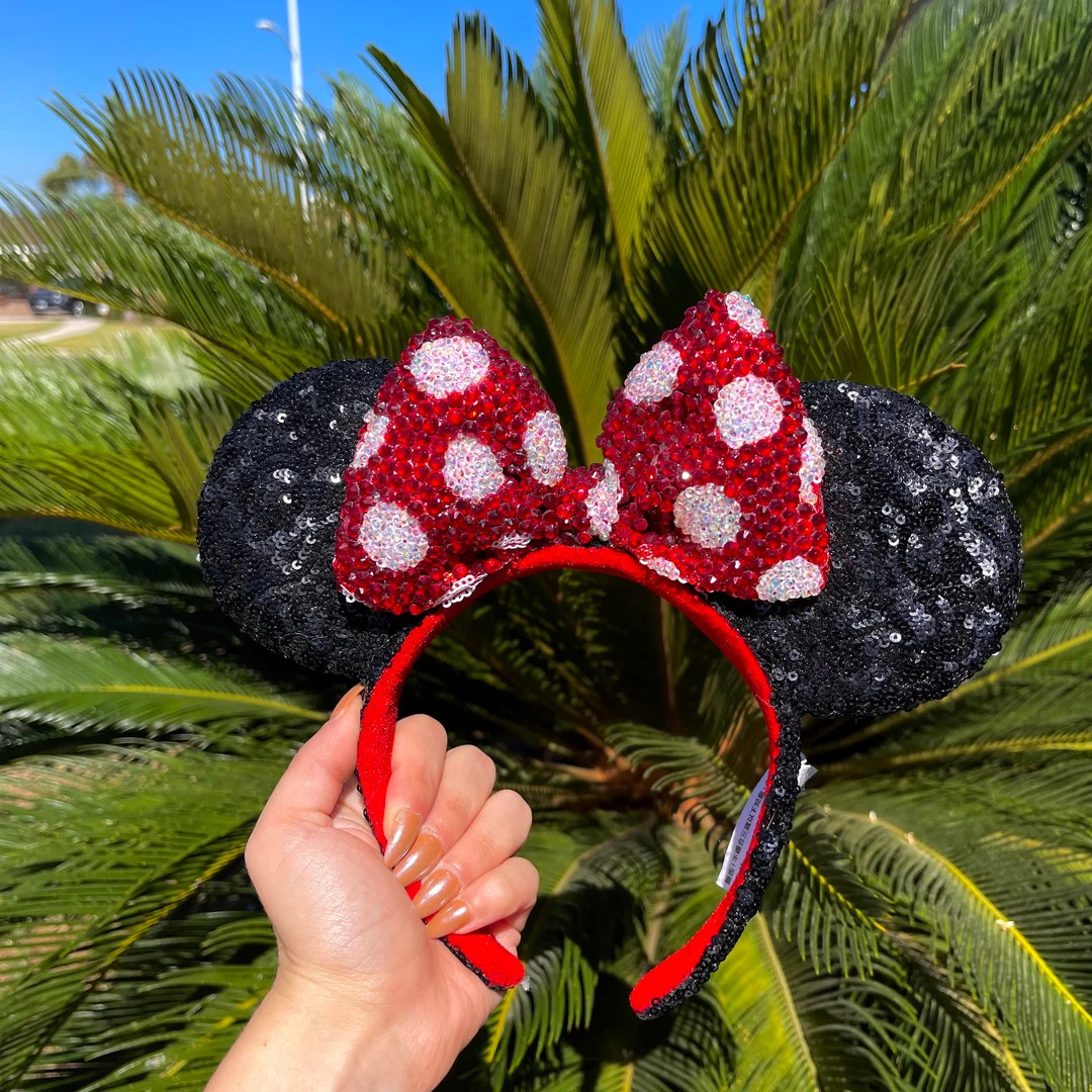 Rhinestone Bedazzled Mickey Ears, Minnie Ears, Disney Ears, Sparkle - Etsy | Etsy (US)