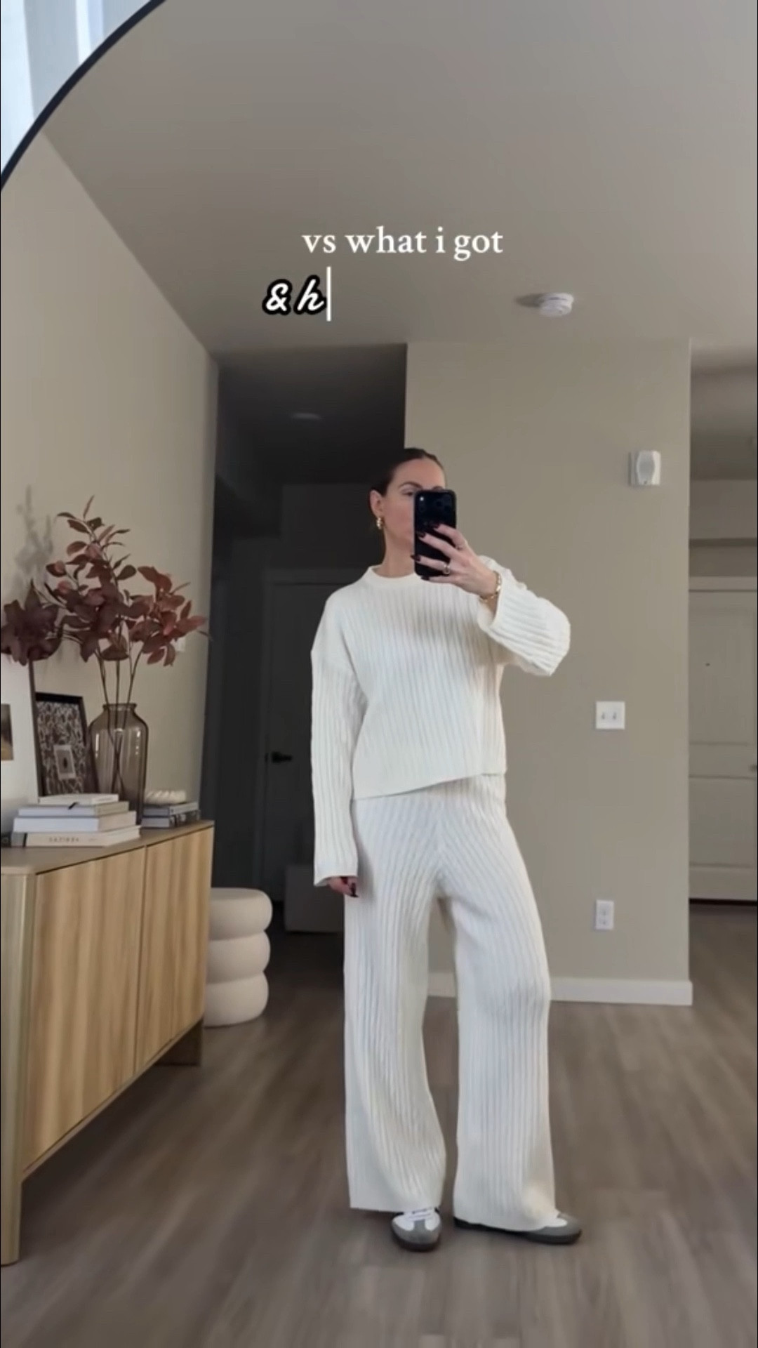 the viral amazon cable knit loungewear set and oversized plaid coat.  i'm 5'7 wearing Small  suede tote bag in coffee color 