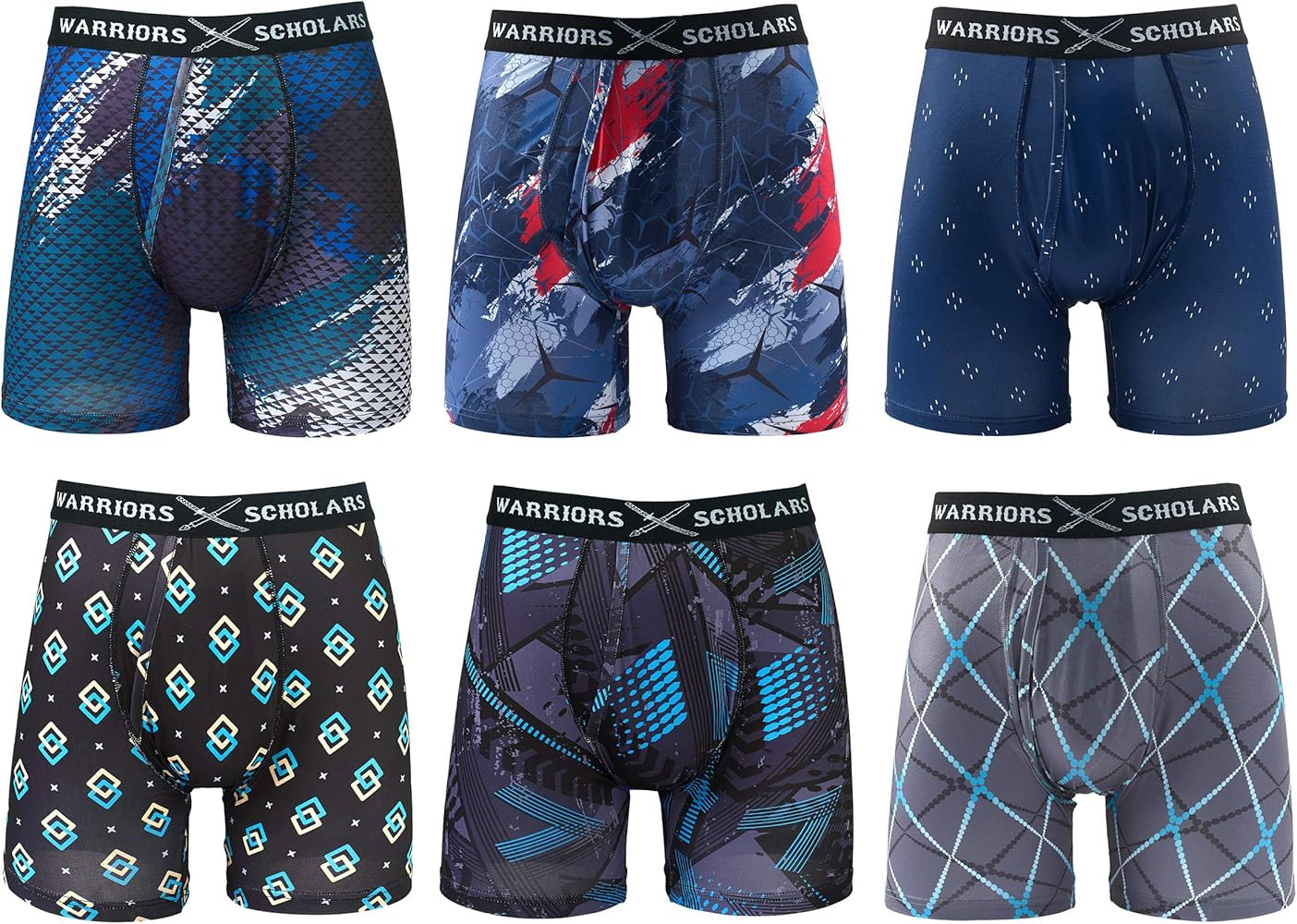 Warriors & Scholars | Mens Boxer Briefs | Boxer Briefs for Men Pack of 6 | Mens Boxer Briefs Unde... | Amazon (US)