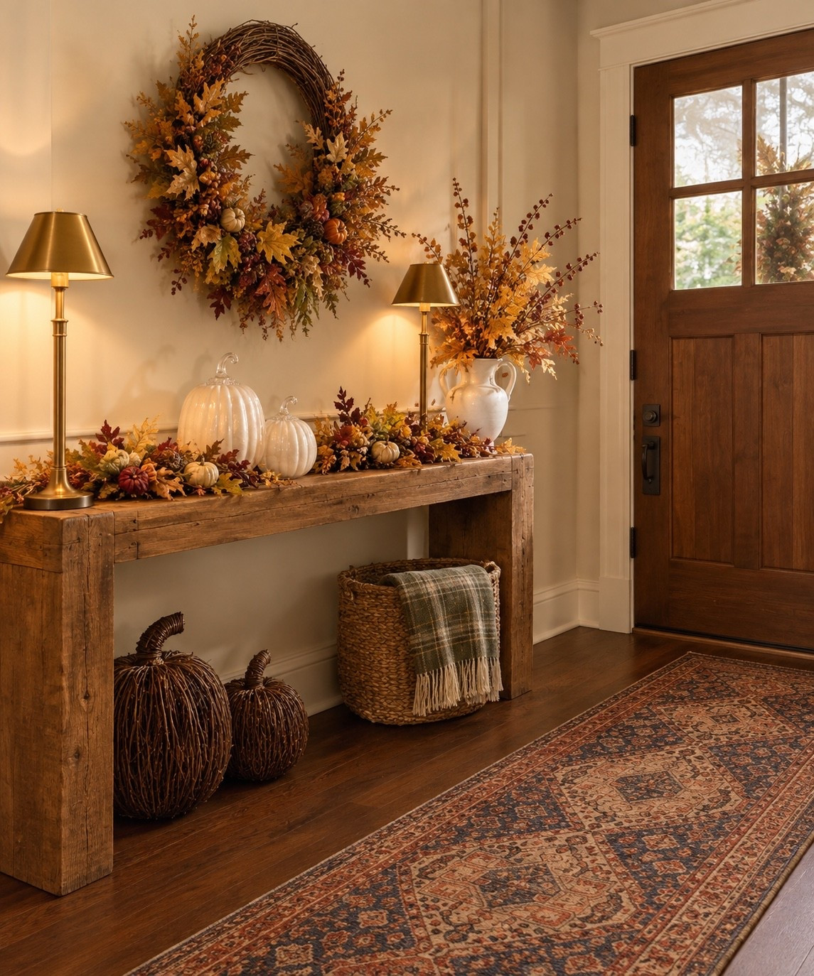 Shop this cozy fall entryway and all the beautiful finds linked in my LTK! 🤎

✨ Warm tones
🍂 Autumn florals
🎃 Classic fall pumpkins
🕯️ Cozy lighting
🏡 Rustic, timeless home decor

Who else is ready to make their home feel like fall? 🍁🤍

#LTKHome #LTKHomeDecor #PotteryBarn #PotteryBarnFall #FallHomeDecor #FallEntryway #FallDecor #AutumnDecor #CozyHome #CozyFallDecor #RusticHomeDecor #NeutralHomeDecor #EntrywayDecor #HomeInspo #FallHomeInspiration #AutumnHome #CozyLiving #HomeDecorFinds #LakeHouseStyle #WarmAndWelcoming